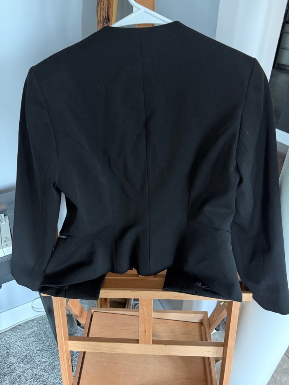 Express Black Women's Open-Front Blazer with Zipper Accents - Picture 3 of 3